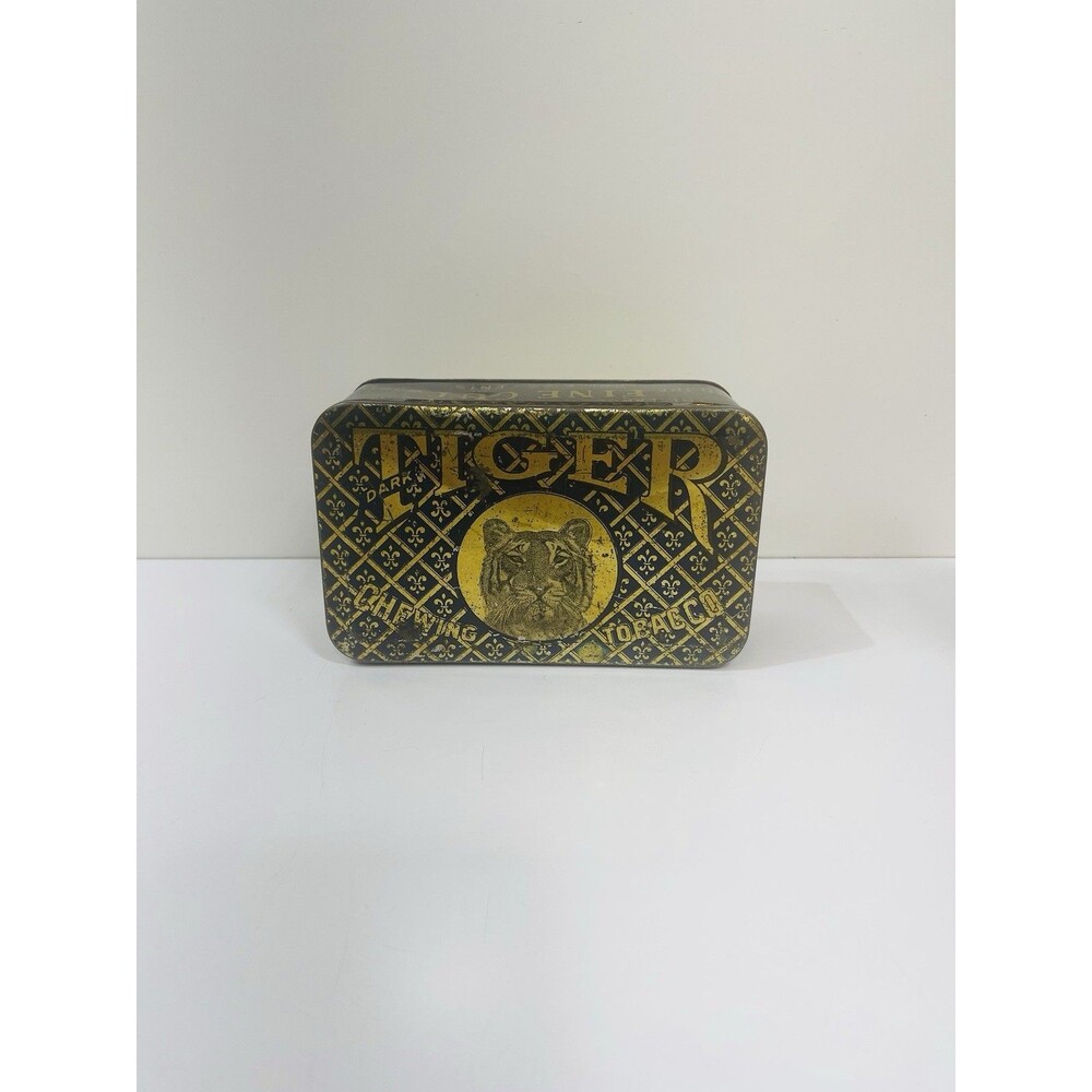 Rare Vintage 25 Cent "Tiger” DARK Chewing Tobacco Tin Fine Cut